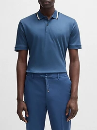 Slim-Fit Polo Shirt Cotton with Striped Collar