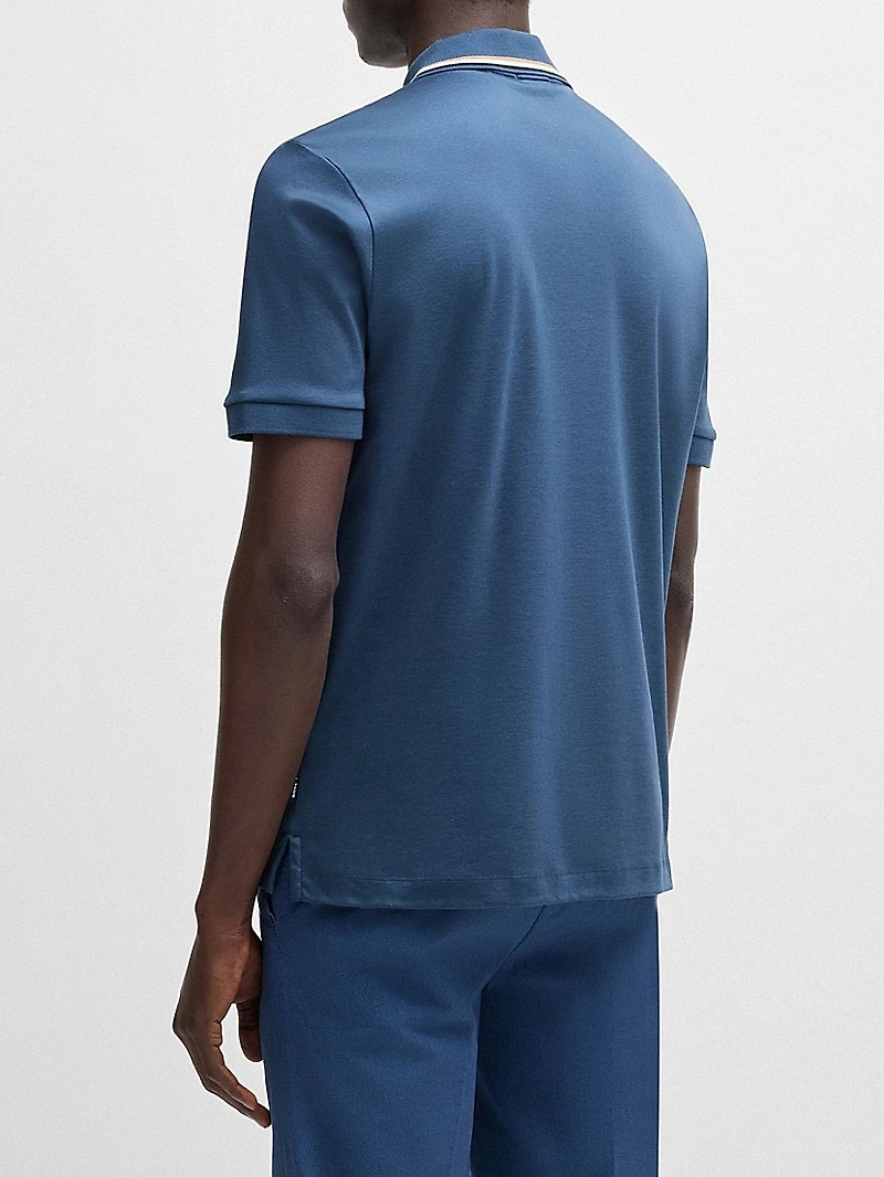 Slim-Fit Polo Shirt Cotton with Striped Collar