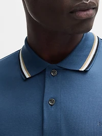 Slim-Fit Polo Shirt Cotton with Striped Collar