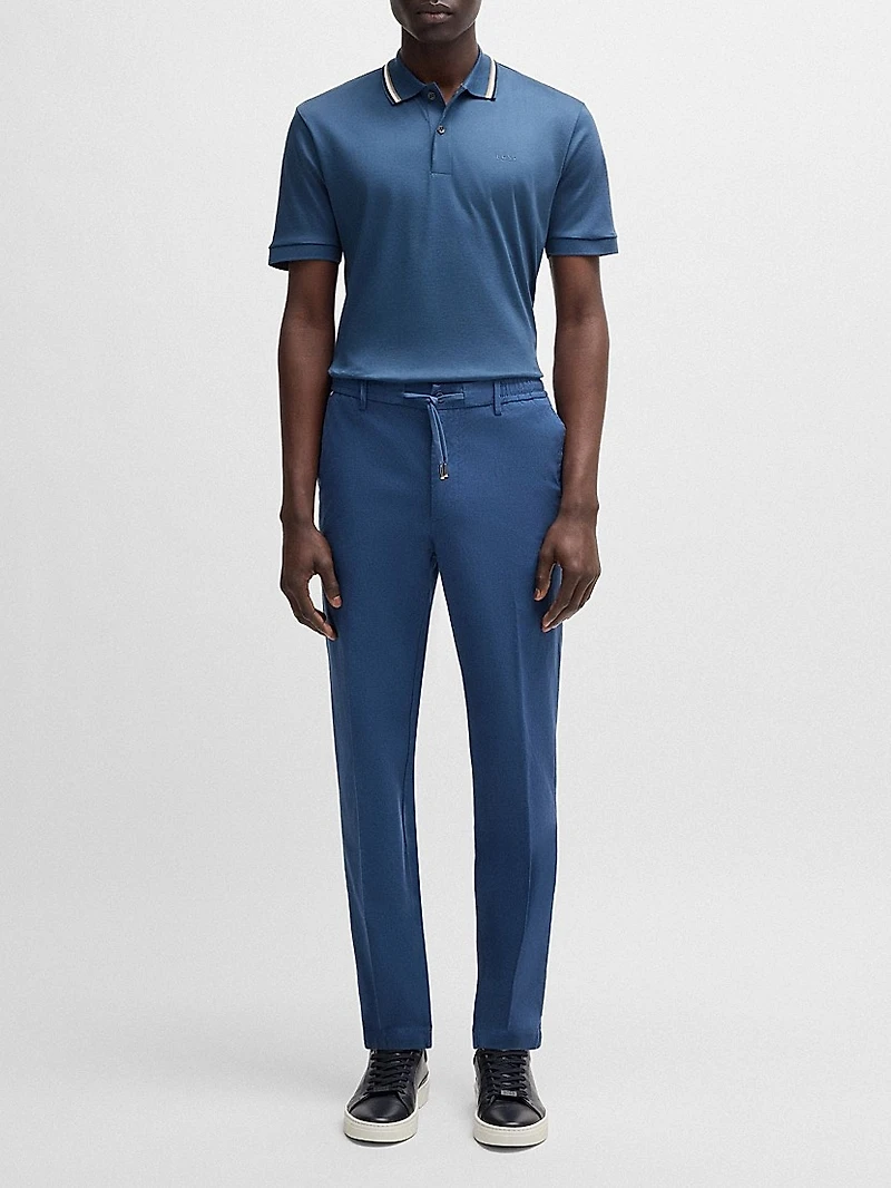 Slim-Fit Polo Shirt Cotton with Striped Collar