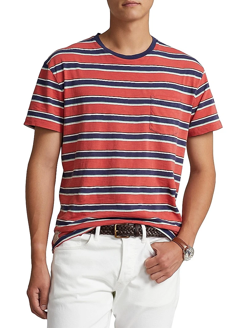 Striped Cotton Gauze Jersey T-Shirt
