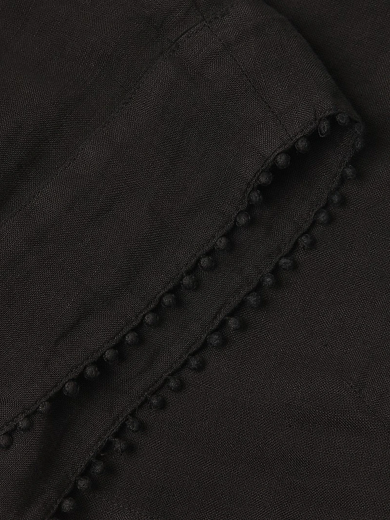 Lace-Up Linen Crop Top