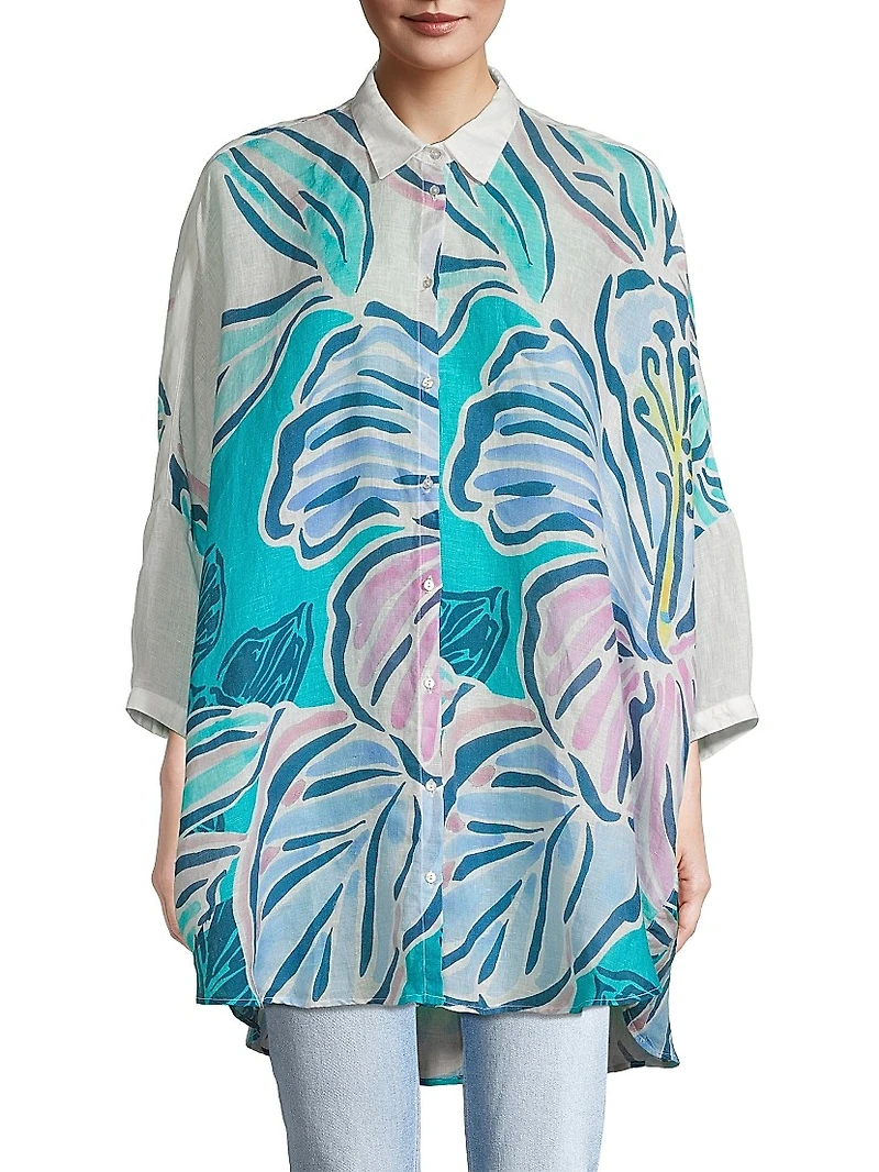 Floral Oversized Linen Shirt