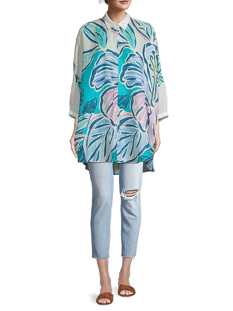 Floral Oversized Linen Shirt