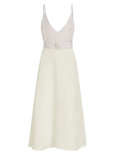 V-Neck Belted Midi-Dress
