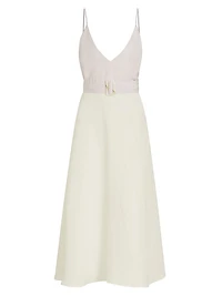 V-Neck Belted Midi-Dress