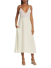 V-Neck Belted Midi-Dress