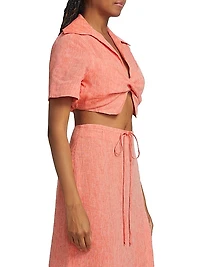 Linen Twist Cropped Shirt