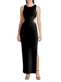 Luna Mirror-Embellished Stretch Evening Dress