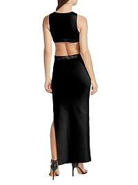Luna Mirror-Embellished Stretch Evening Dress