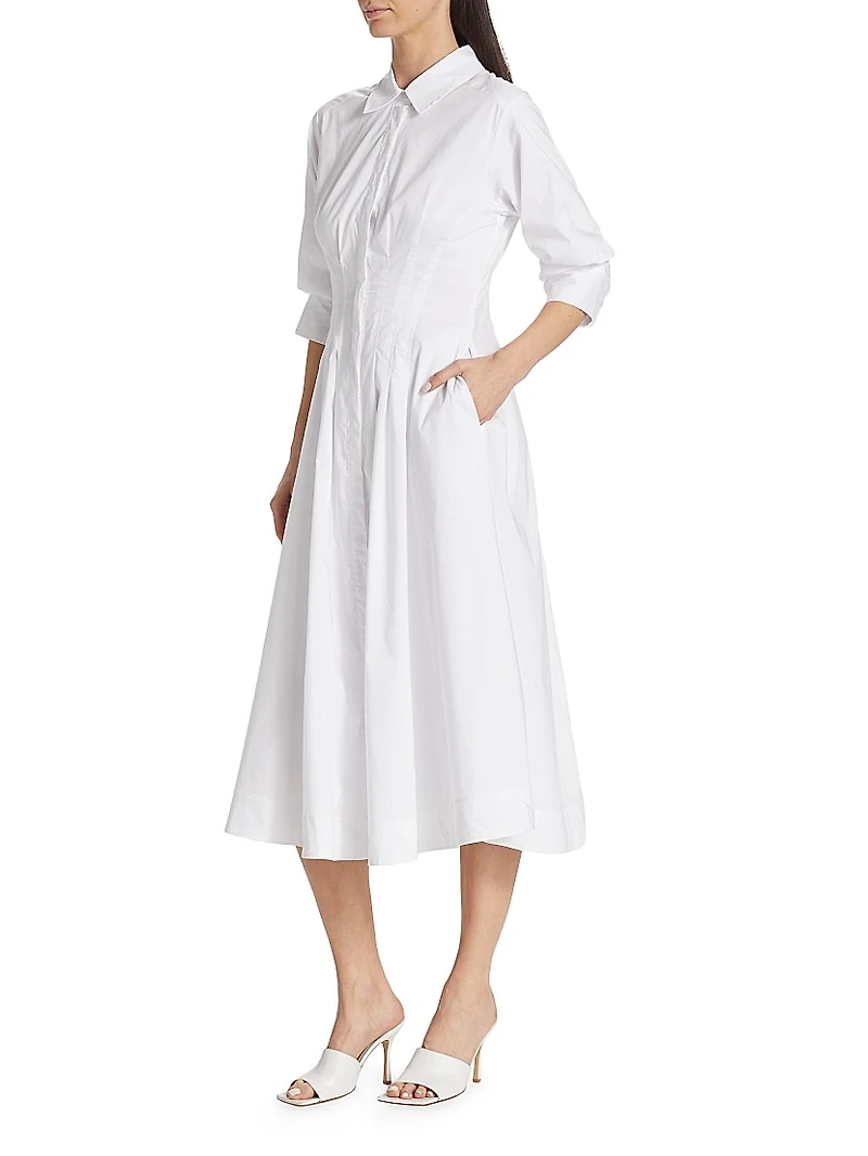 Jazz Core Cotton Poplin Pintuck Midi-Dress