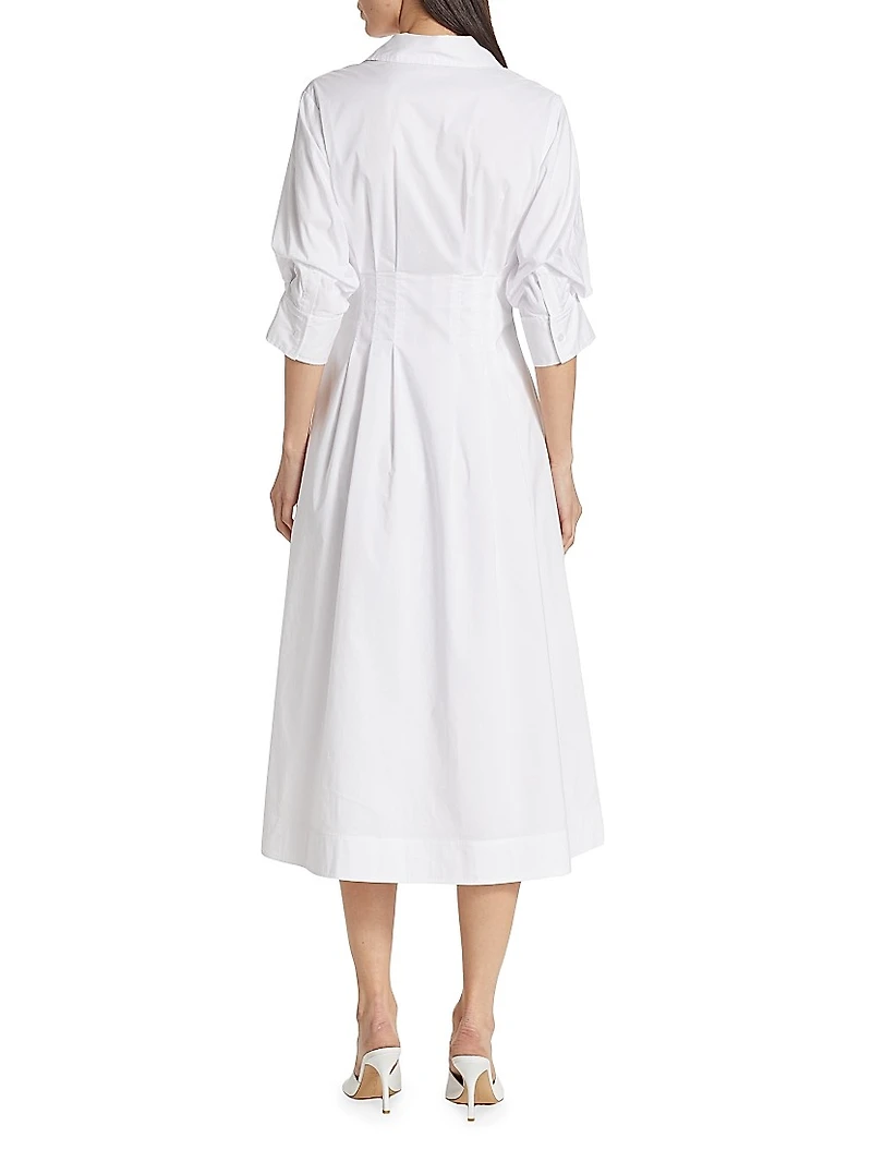 Jazz Core Cotton Poplin Pintuck Midi-Dress