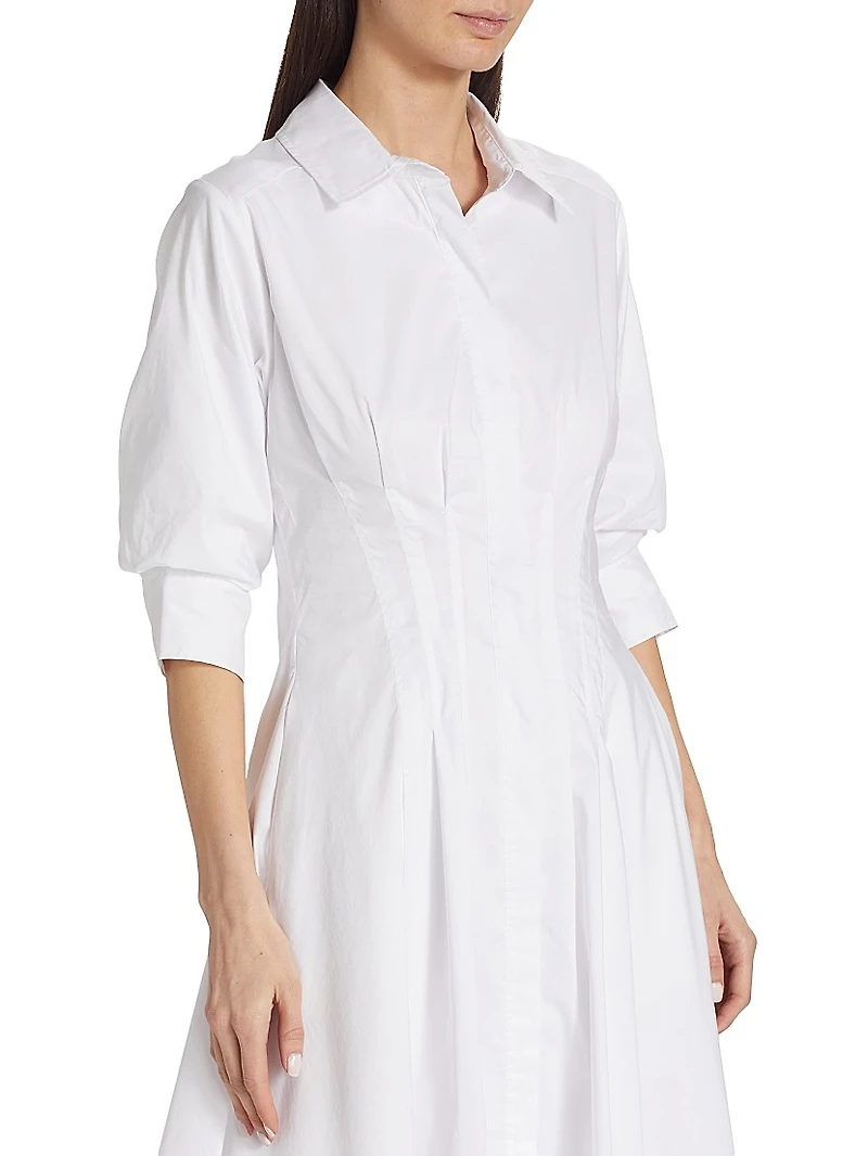 Jazz Core Cotton Poplin Pintuck Midi-Dress