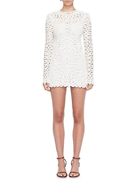 McCall Crocheted Long-Sleeve Minidress