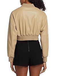 Evelin Faux-Leather Cropped Bomber Jacket