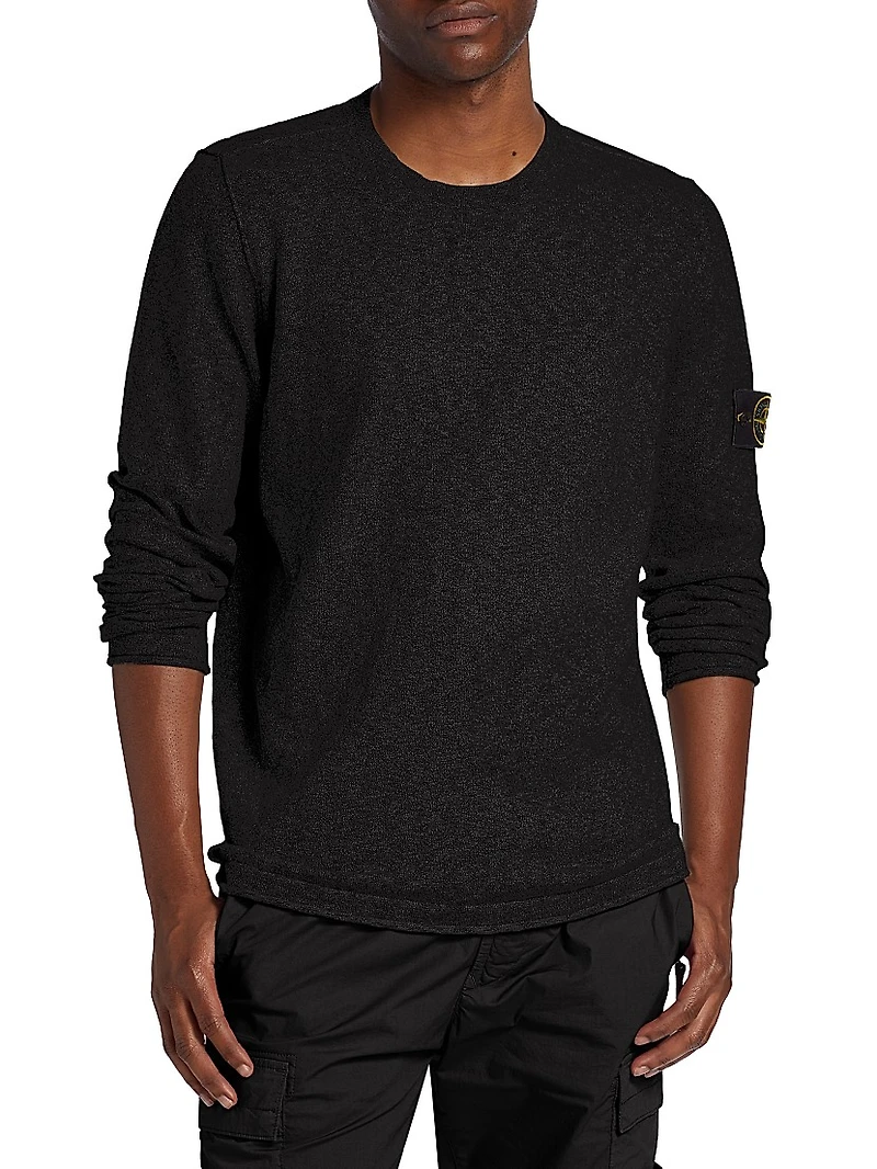 Stretch-Cotton Crewneck Sweater