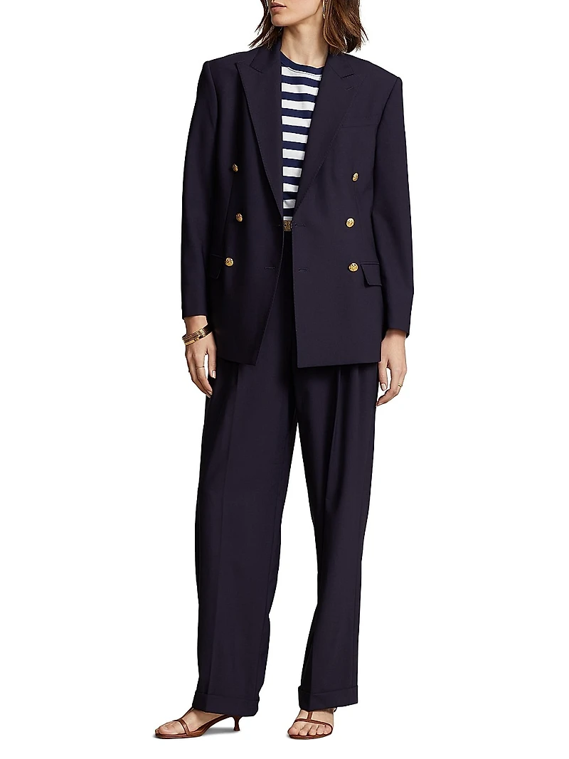 Double-Breasted Wool-Blend Blazer