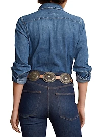 Embroidered-Logo Denim Shirt