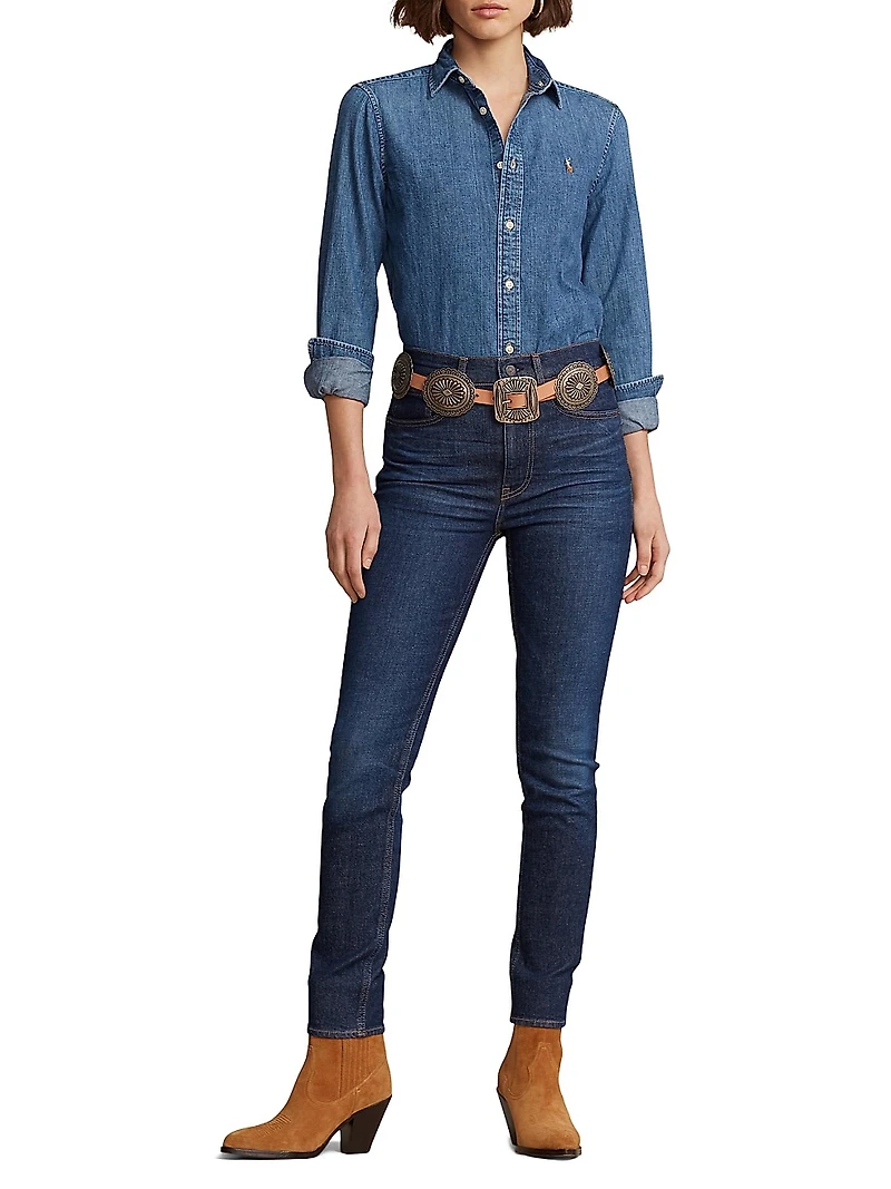 Embroidered-Logo Denim Shirt