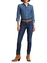 Embroidered-Logo Denim Shirt