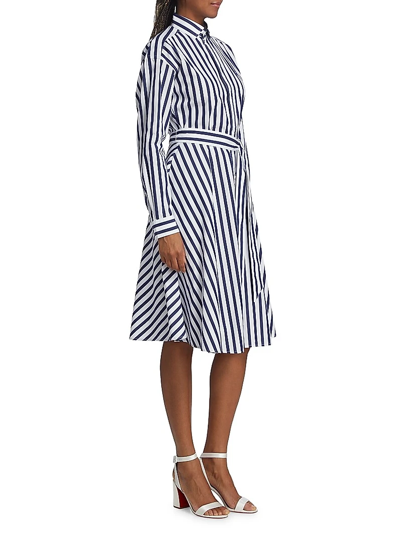 Ela Belted Stripe Cotton Shirtdress