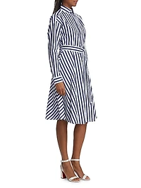 Ela Belted Stripe Cotton Shirtdress