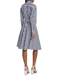Ela Belted Stripe Cotton Shirtdress