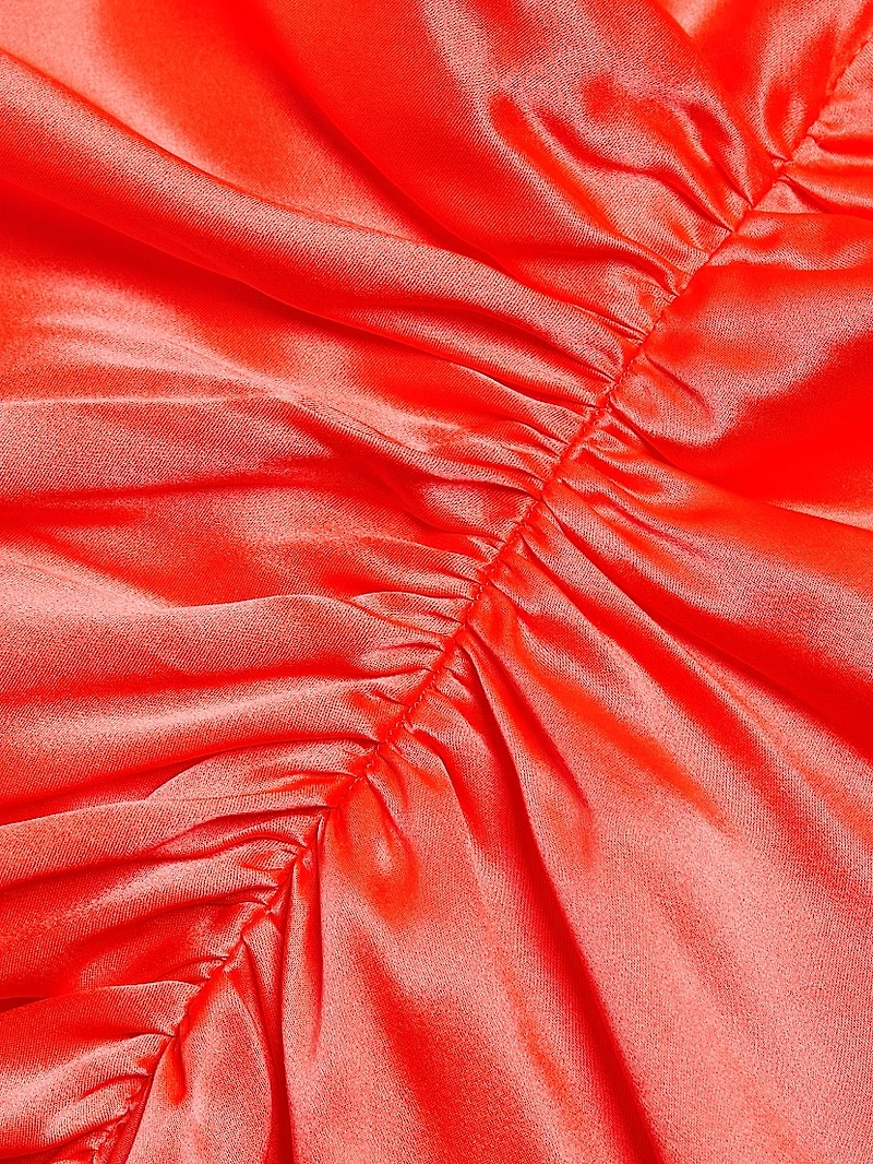 Shaena Silk Asymmetric Ruffled Midi-Dress