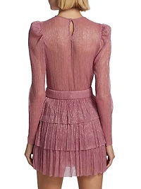 Monique Belted Metallic Knit Minidress