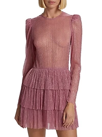 Monique Belted Metallic Knit Minidress