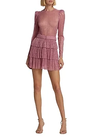 Monique Belted Metallic Knit Minidress