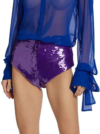 Sequin-Embroidered Hot Shorts