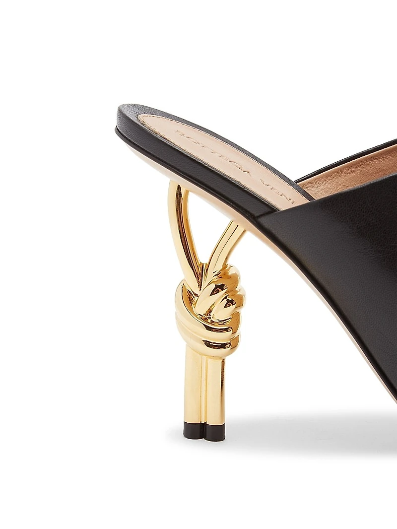 90MM Knot Metal-Heel Leather Sandals