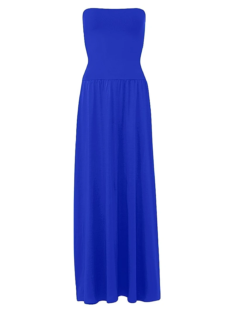Ankara Cotton Strapless Maxi Dress