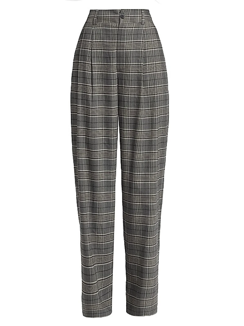 Carrie High-Rise Plaid Pants