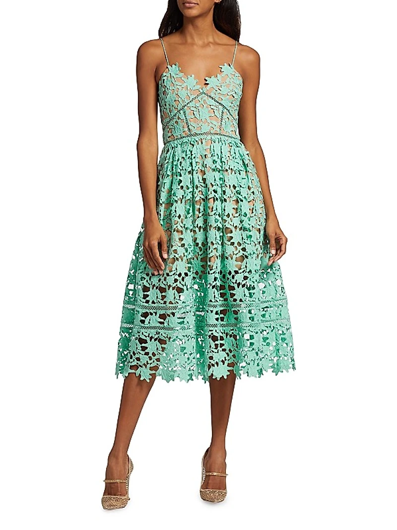 Azaelea Sleeveless Lace Midi-Dress