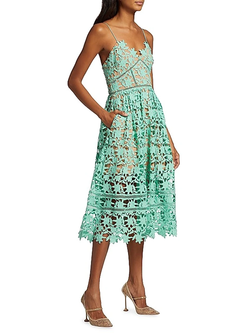 Azaelea Sleeveless Lace Midi-Dress