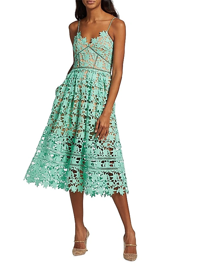 Azaelea Sleeveless Lace Midi-Dress