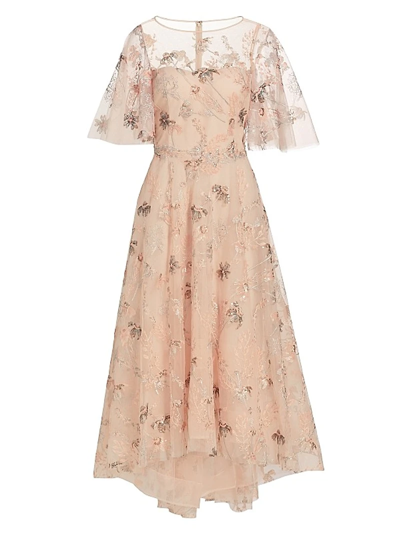 Sequin-Embellished High-Low Gown
