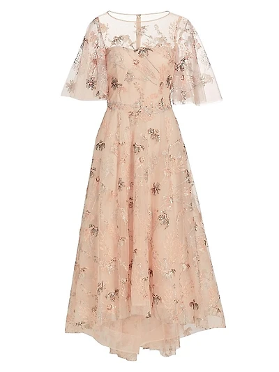 Sequin-Embellished High-Low Gown