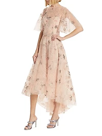 Sequin-Embellished High-Low Gown