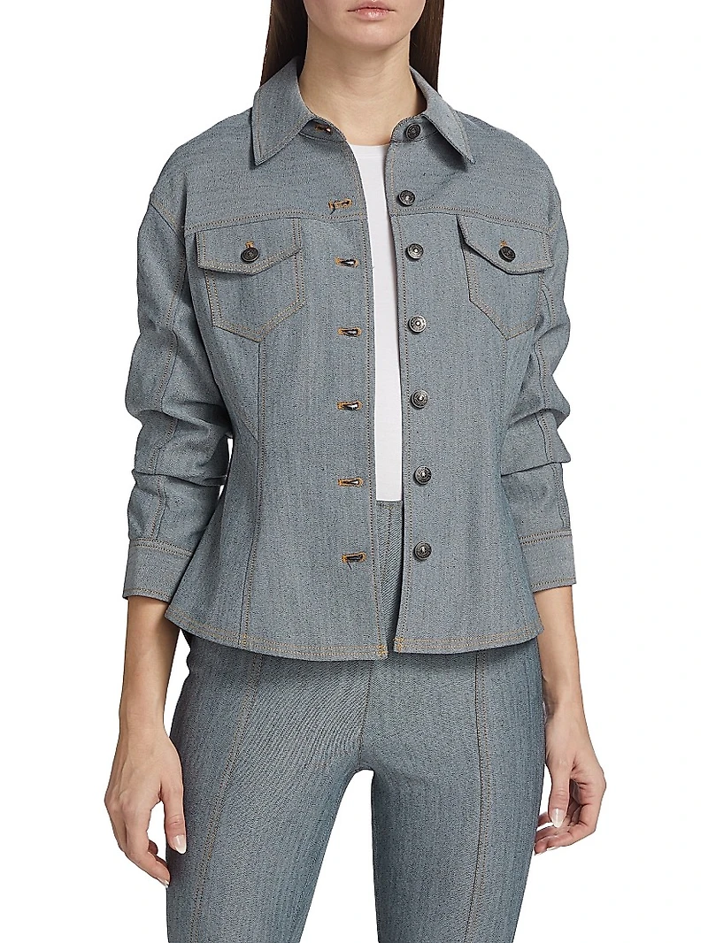 Canyon Scrunched-Sleeve Denim Jacket