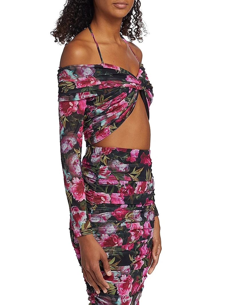 Rosalia Floral Mesh Cropped Top