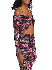 Rosalia Floral Mesh Cropped Top