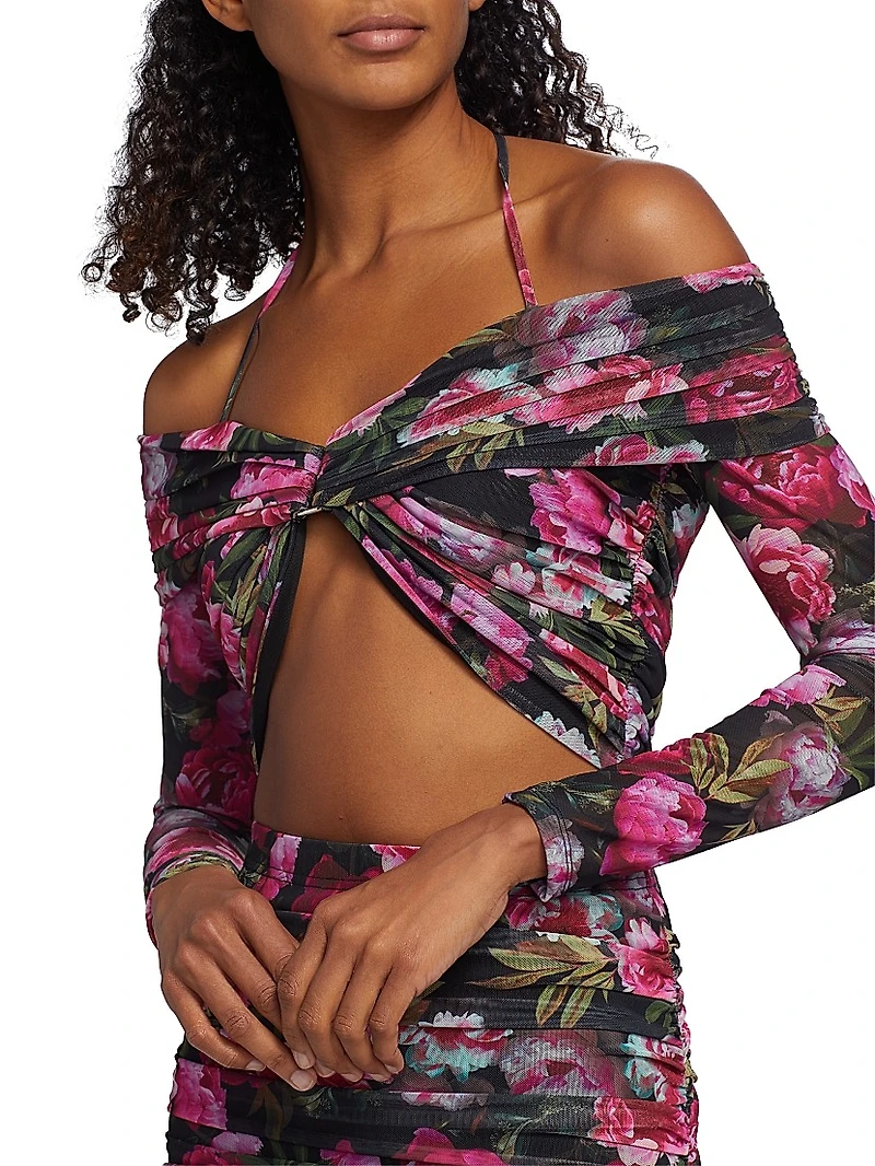 Rosalia Floral Mesh Cropped Top