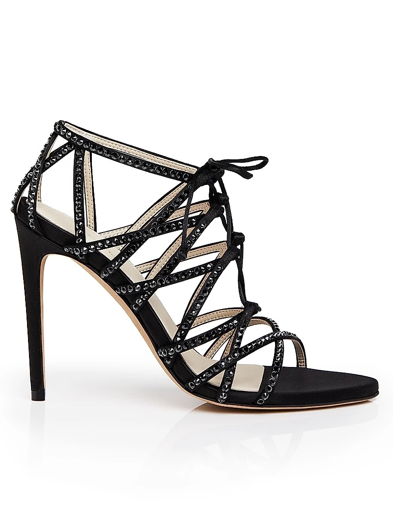 Jamesia 105MM Sustainable Silk Crystal-Embellished Sandals