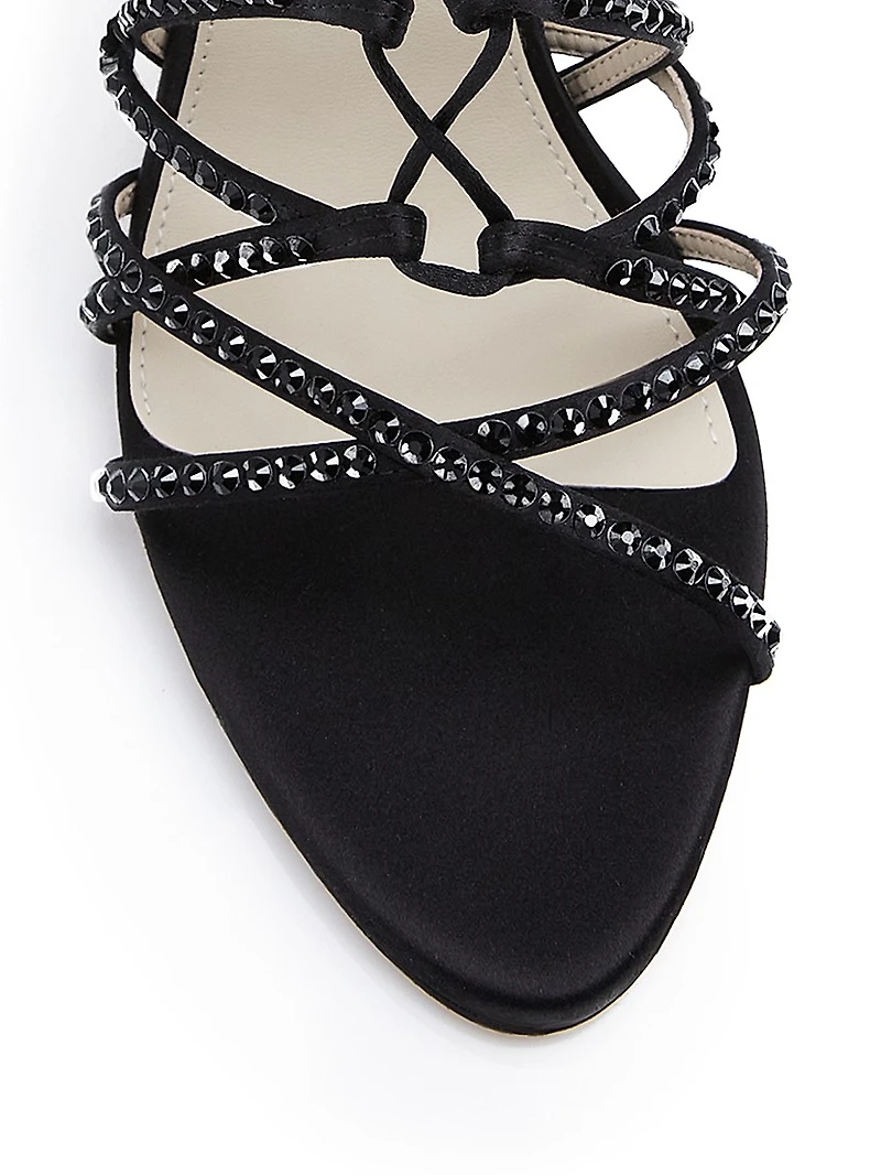 Jamesia 105MM Sustainable Silk Crystal-Embellished Sandals