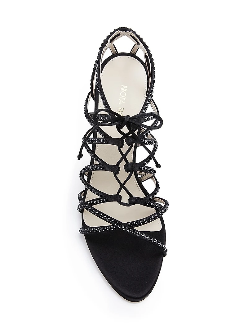 Jamesia 105MM Sustainable Silk Crystal-Embellished Sandals
