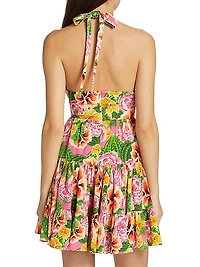 Gioa Floral Cut-Out Silk Minidress