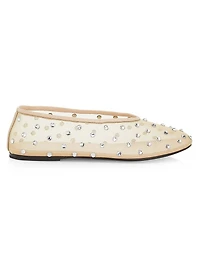 Marcy Crystal-Embellished Mesh Flats
